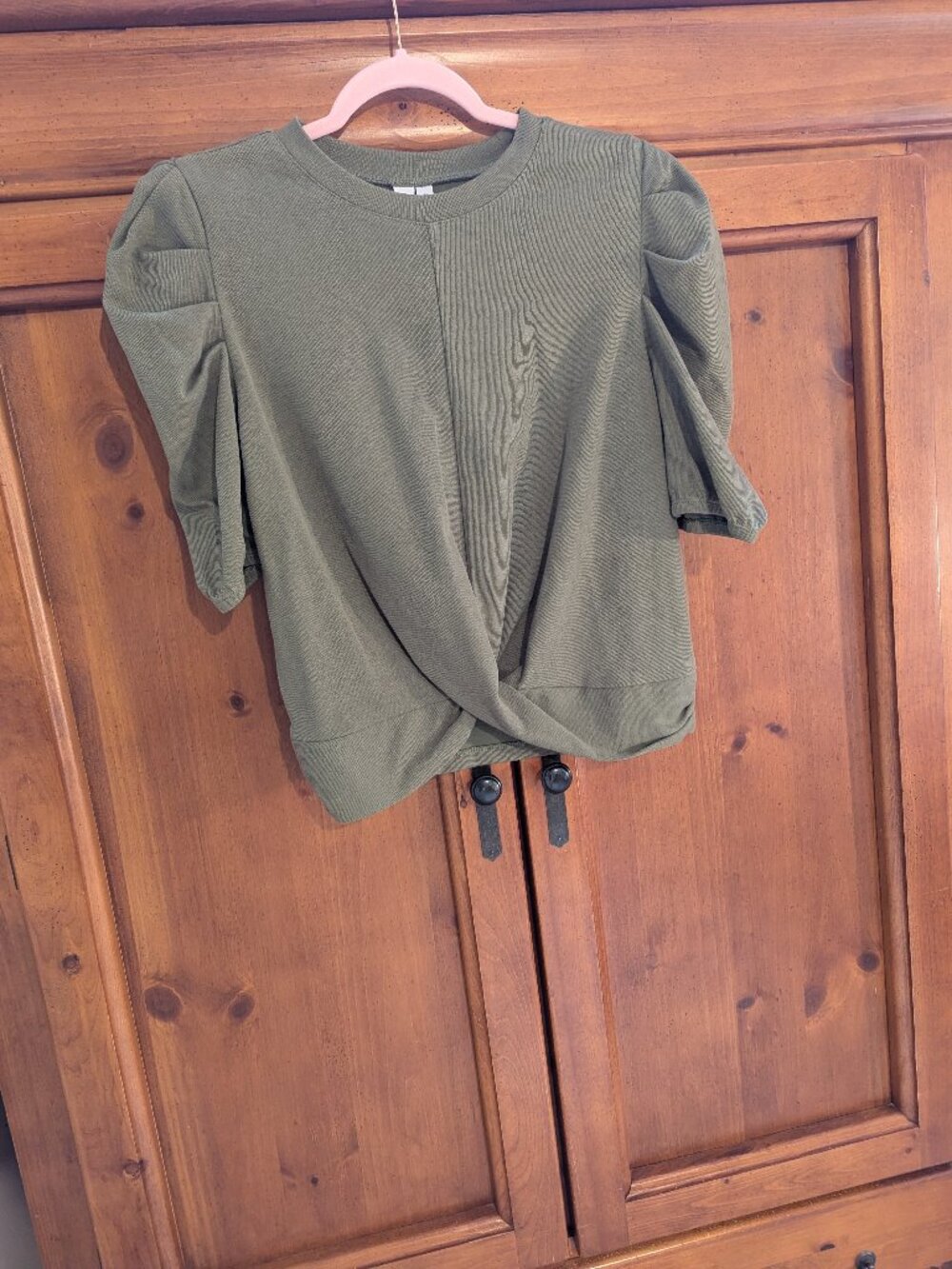 Grace & Karma Olive Green Top, size small